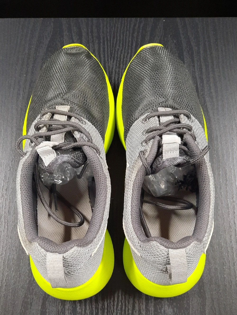 Nike Gray Mesh Sneakers with Neon Yellow Soles